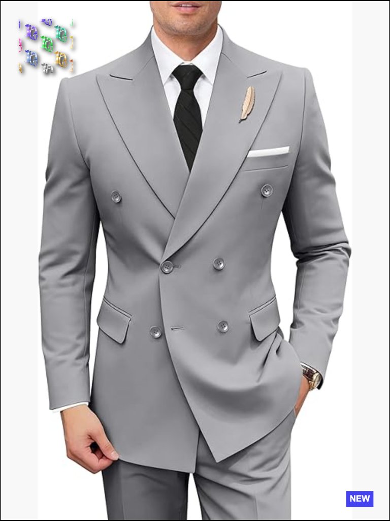Slim Fit Two Piece Suit Peak Lapel Formal Business Wedding Prom Tuxedo